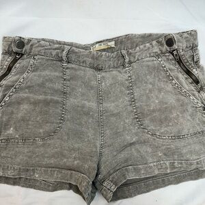 Free People Gray Washed Linen Shorts 8